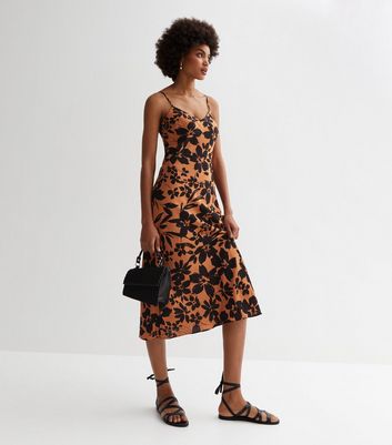 Floral strappy midi sales dress