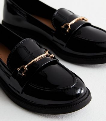 New look black patent on sale loafers