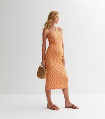 Mamalicious Maternity Orange Abstract One Shoulder Midi Dress