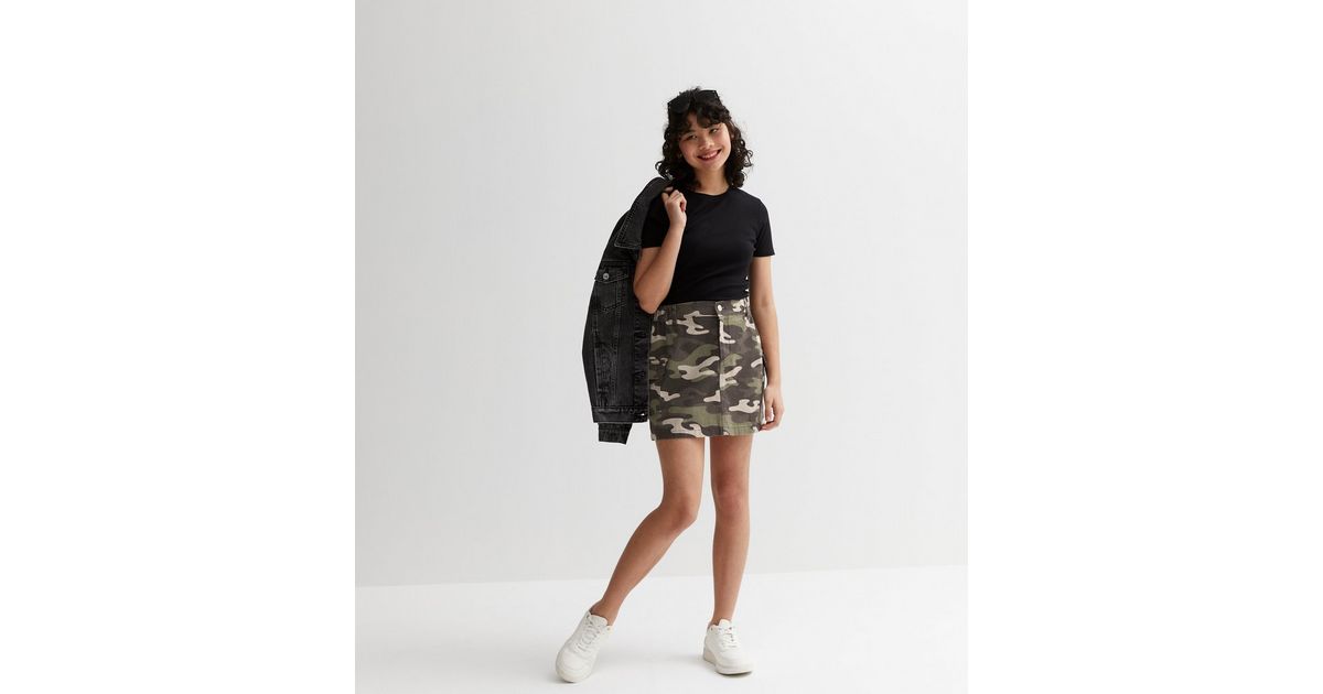 Girls Khaki Camo Mini Skirt | New Look