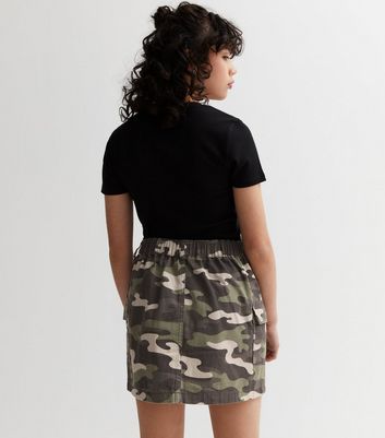 Girls Khaki Camo Mini Skirt New Look