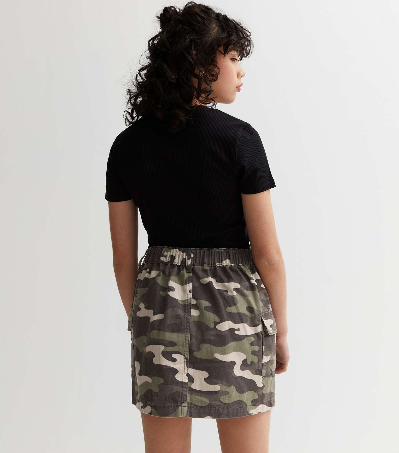 Girls Khaki Camo Mini Skirt Image 4