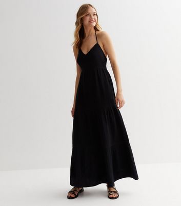 Black maxi hotsell halter neck dress