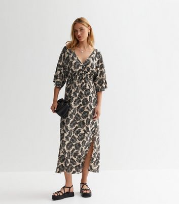 New look palm print hot sale dress