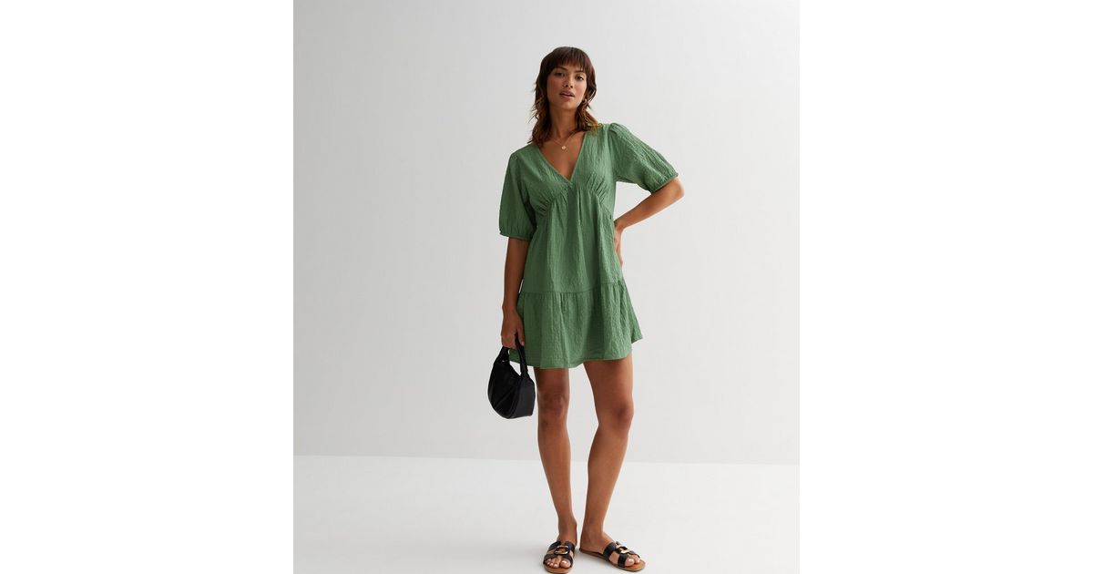 Smock Midi Dress Khaki Green