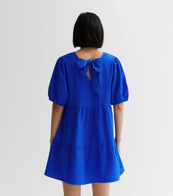 Blue Tiered Smock Mini Dress New Look