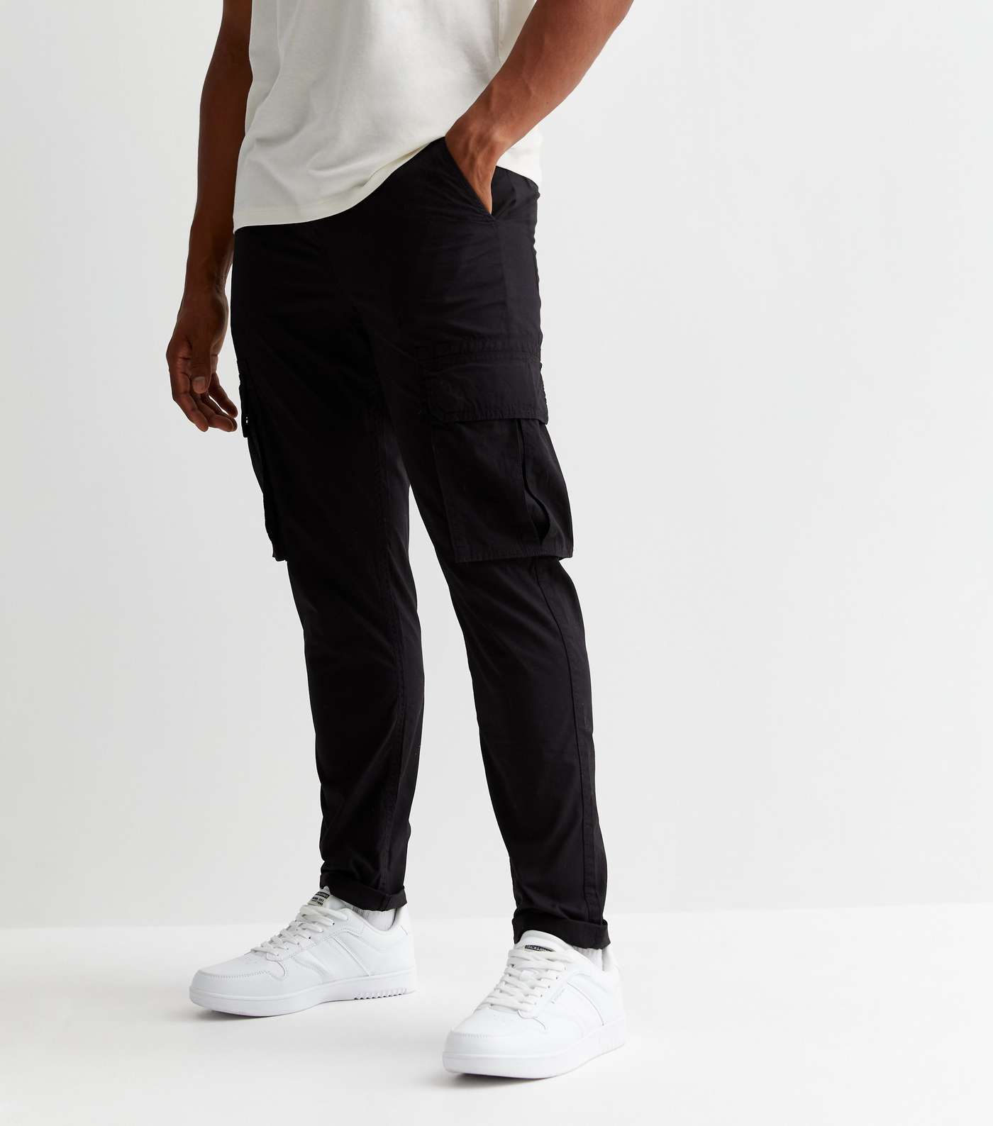 Black Ripstop Cotton Cargo Trousers Image 2