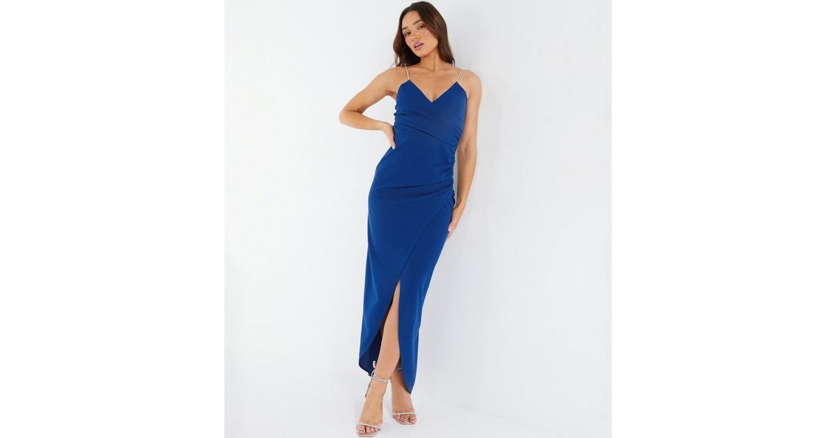 QUIZ Bright Blue Diamanté Strappy Maxi Dress | New Look