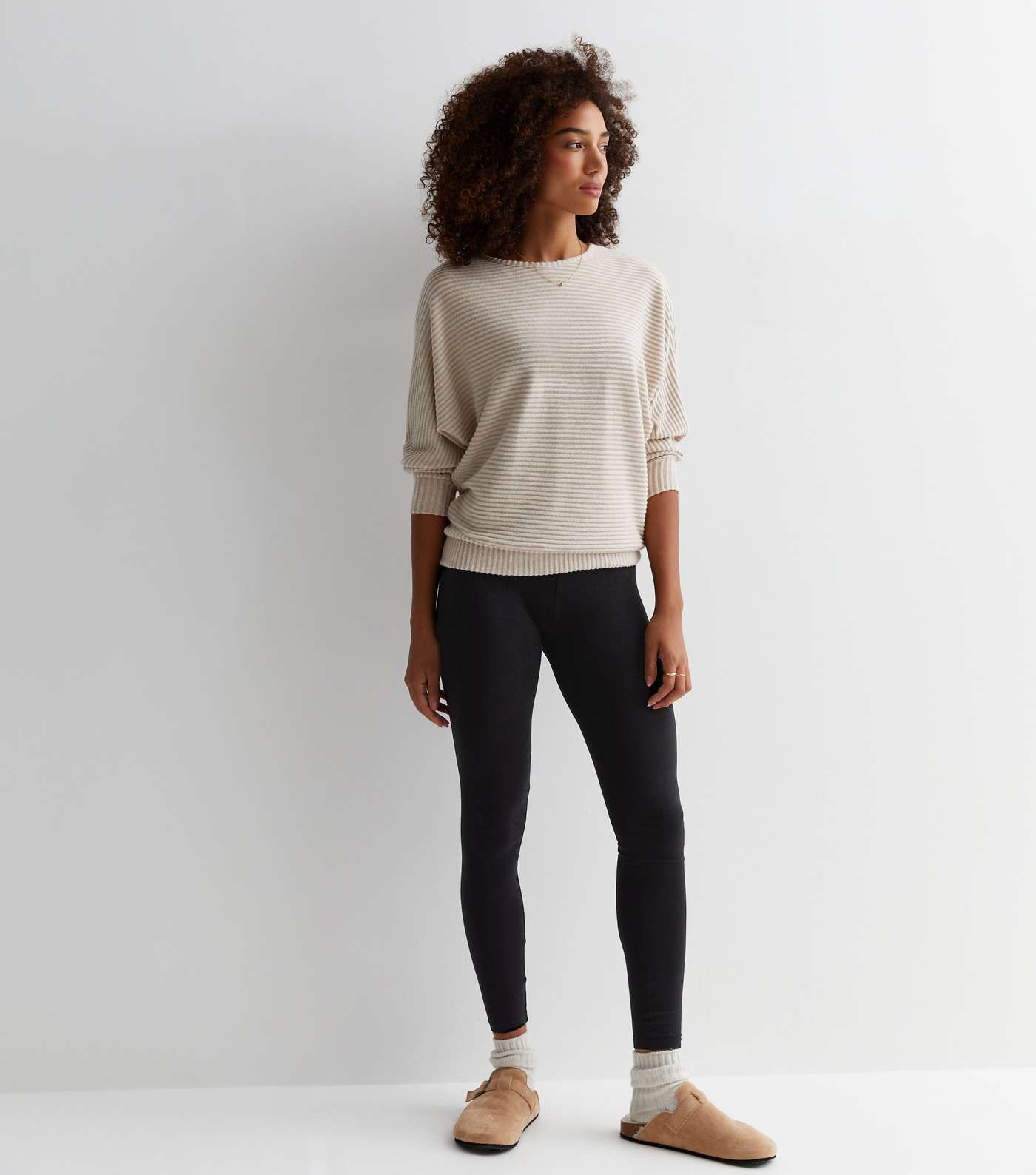 Stone Ribbed Knit Batwing Top Image 3