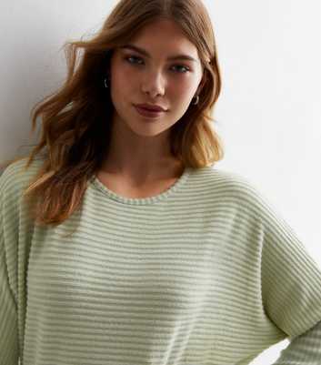 Olive Ribbed Knit Batwing Top