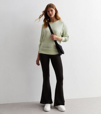 Olive Ribbed Knit Batwing Top New Look