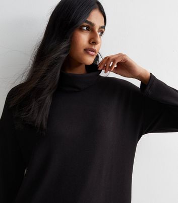 Long black 2025 cowl neck sweater