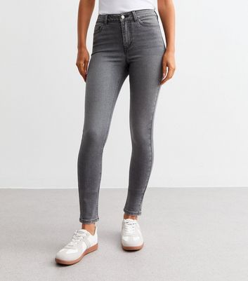 Dark Grey Mid Rise Skinny Jeans