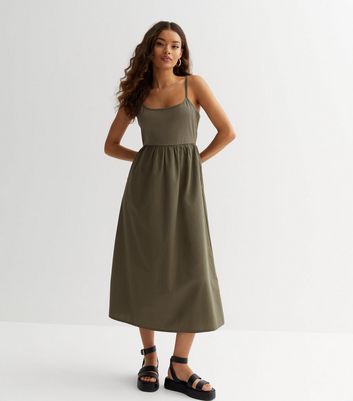 New look hotsell khaki midi dress