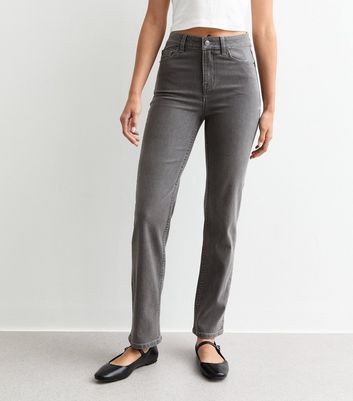 Grey Full Length Slim Straight Jeans New Look