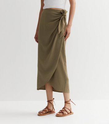 Midi wrap hotsell skirt khaki