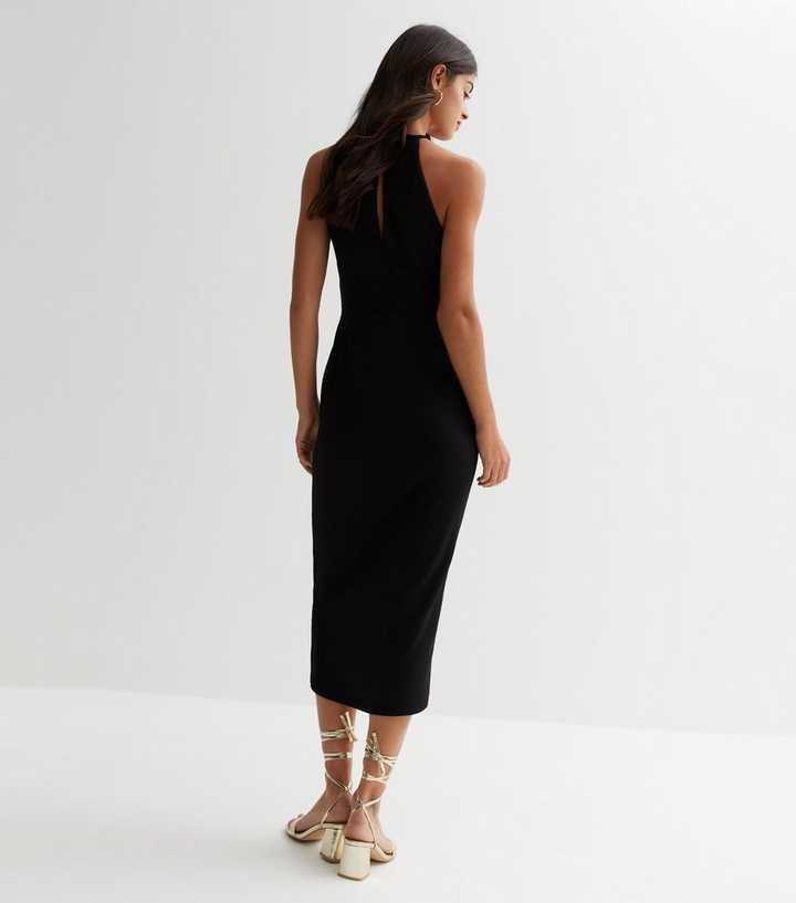 Black Ruffle Wrap Midi Dress | New Look