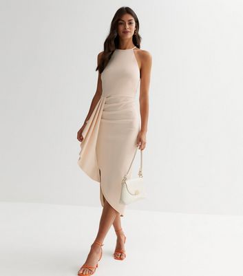 Cream Ruffle Midi Wrap Dress | New Look