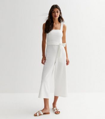 White tie store waist jumpsuit