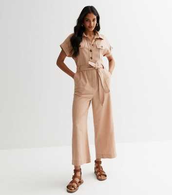 Stone Short Sleeve Utility Jumpsuit