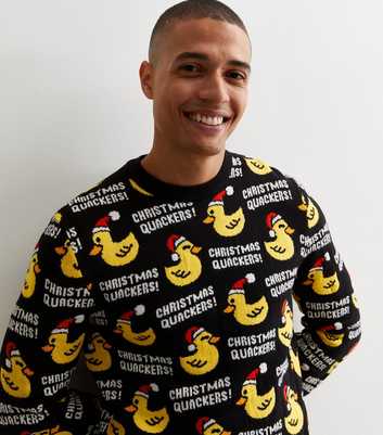 Black Christmas Quackers Logo Knitted Jumper