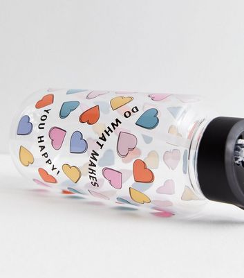 Multicoloured Heart 1L Water Bottle New Look