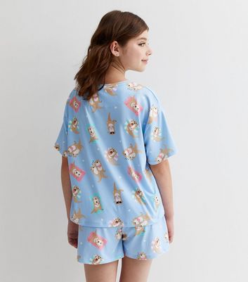 Girls Pale Blue Otter Short Pyjamas Set New Look
