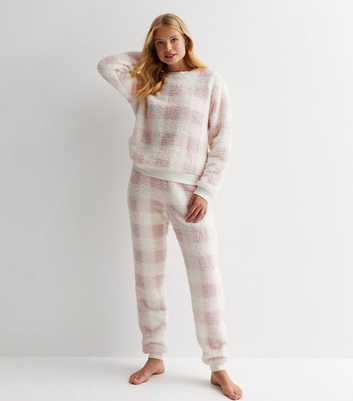 Pink Check Teddy Lounge Joggers
