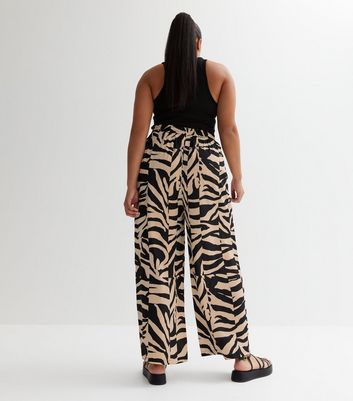 Curves Black Zebra Print Wide Leg Trousers New Look
