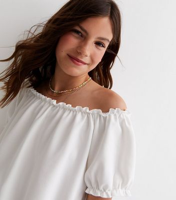 White frill bardot clearance top