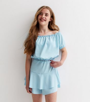 Pale blue 2025 bardot top