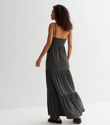 Tall Dark Grey Jersey Tiered Maxi Dress New Look