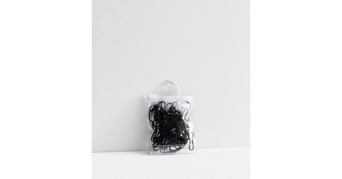 100 Pack Black Mini Hair Elastics New Look