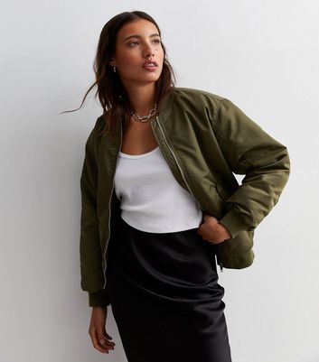 New look khaki bomber sale jacket