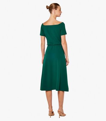 Apricot Dark Green Frill Bardot Midi Dress New Look