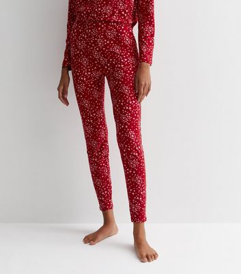 Red Soft Touch Jogger Pyjama Set with Heart Print New Look