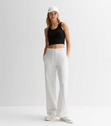 White Wide Leg Joggers