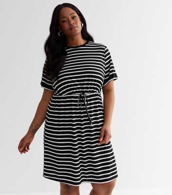 Curves Black Stripe Jersey Mini Dress