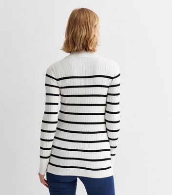 Mamalicious Maternity White Stripe Knit Nursing Top | New Look