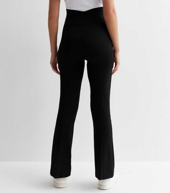 Mamalicious Maternity cotton blend jersey flared trousers in black