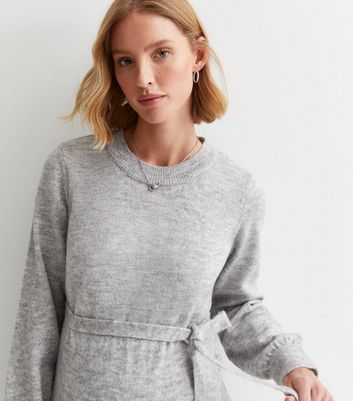 Mamalicious Maternity Pale Grey Fine Knit Long Jumper New Look
