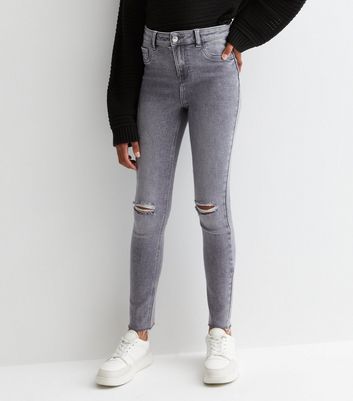 Girls grey 2025 ripped jeans