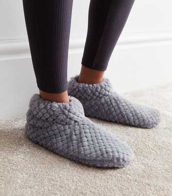 Grey Faux Fur Slipper Boots