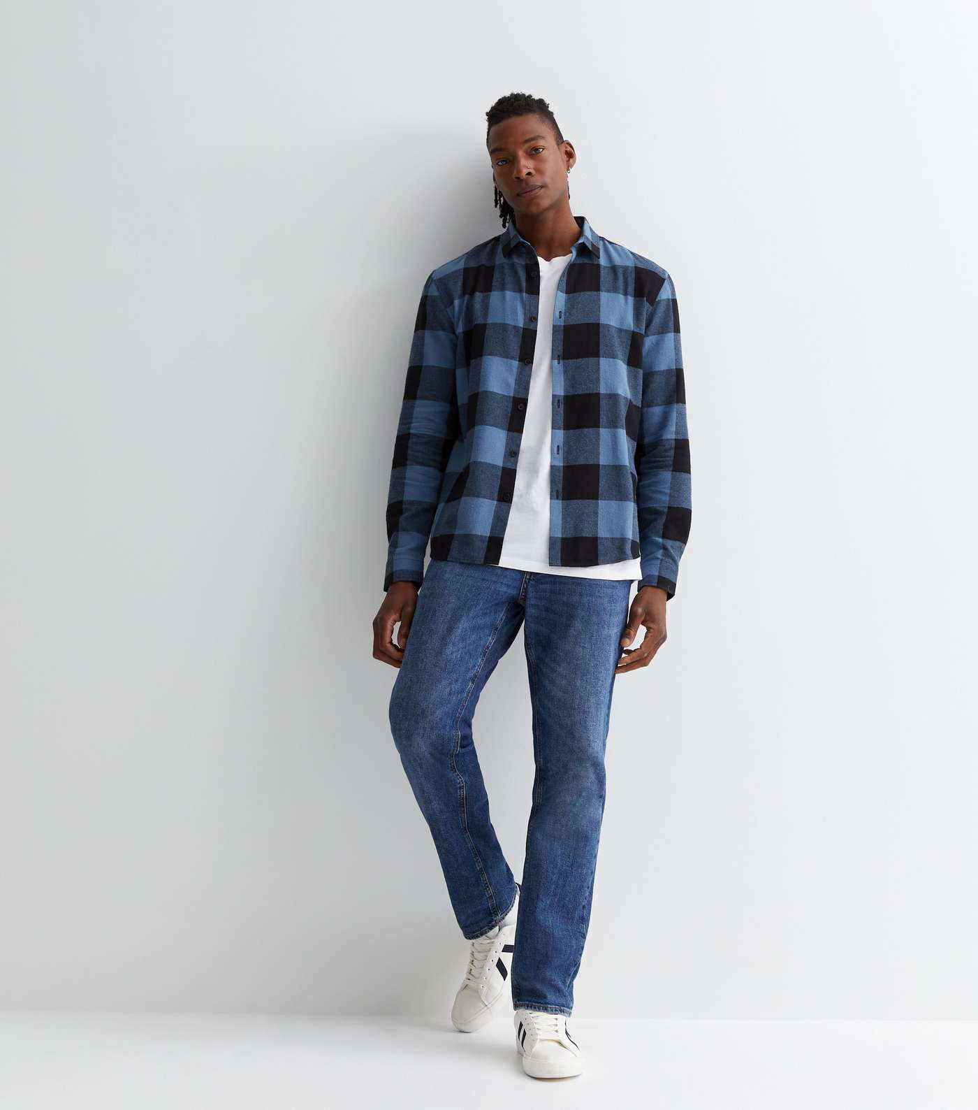 Blue Check Long Sleeve Relaxed Fit Shirt Image 3
