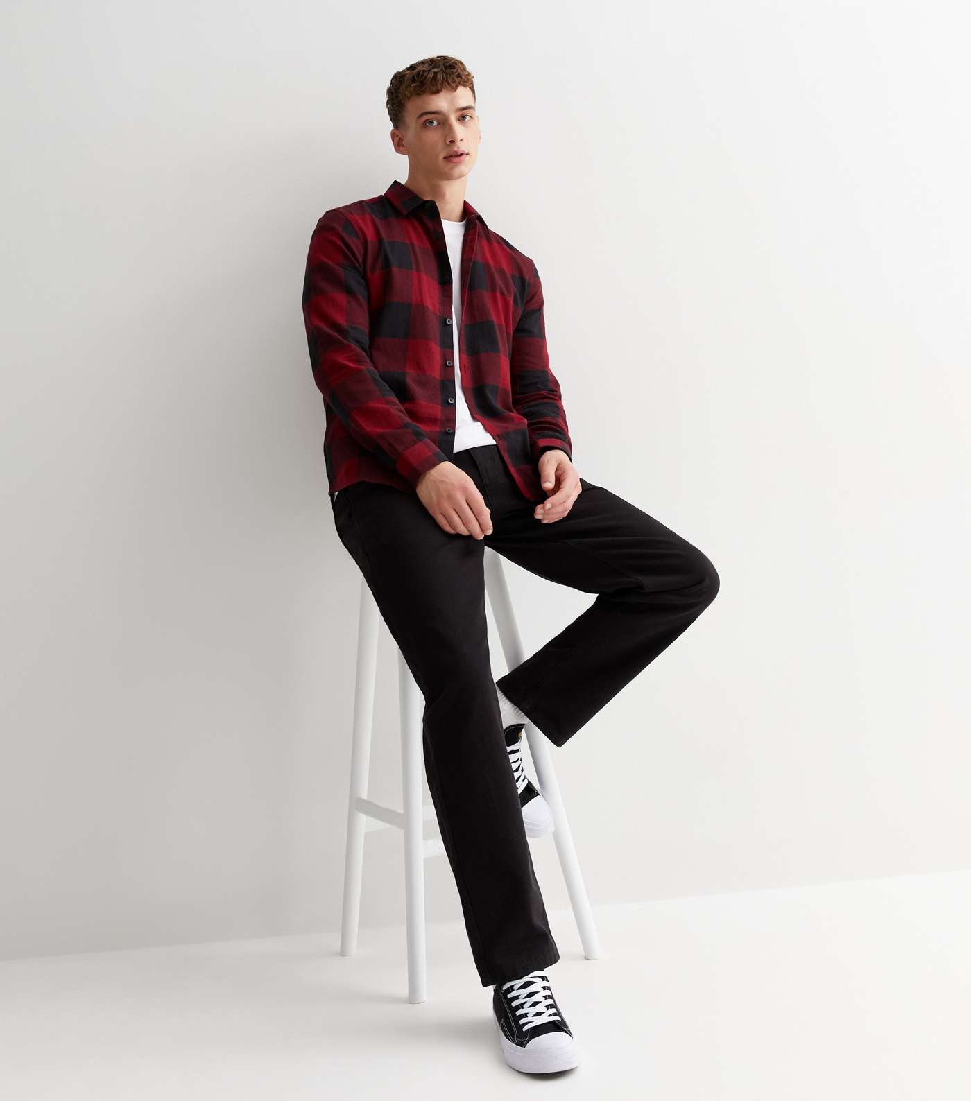 Red Check Long Sleeve Relaxed Fit Shirt Image 3