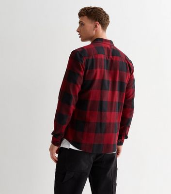 Men's Red Check Long Sleeve Relaxed Fit Shirt New Look