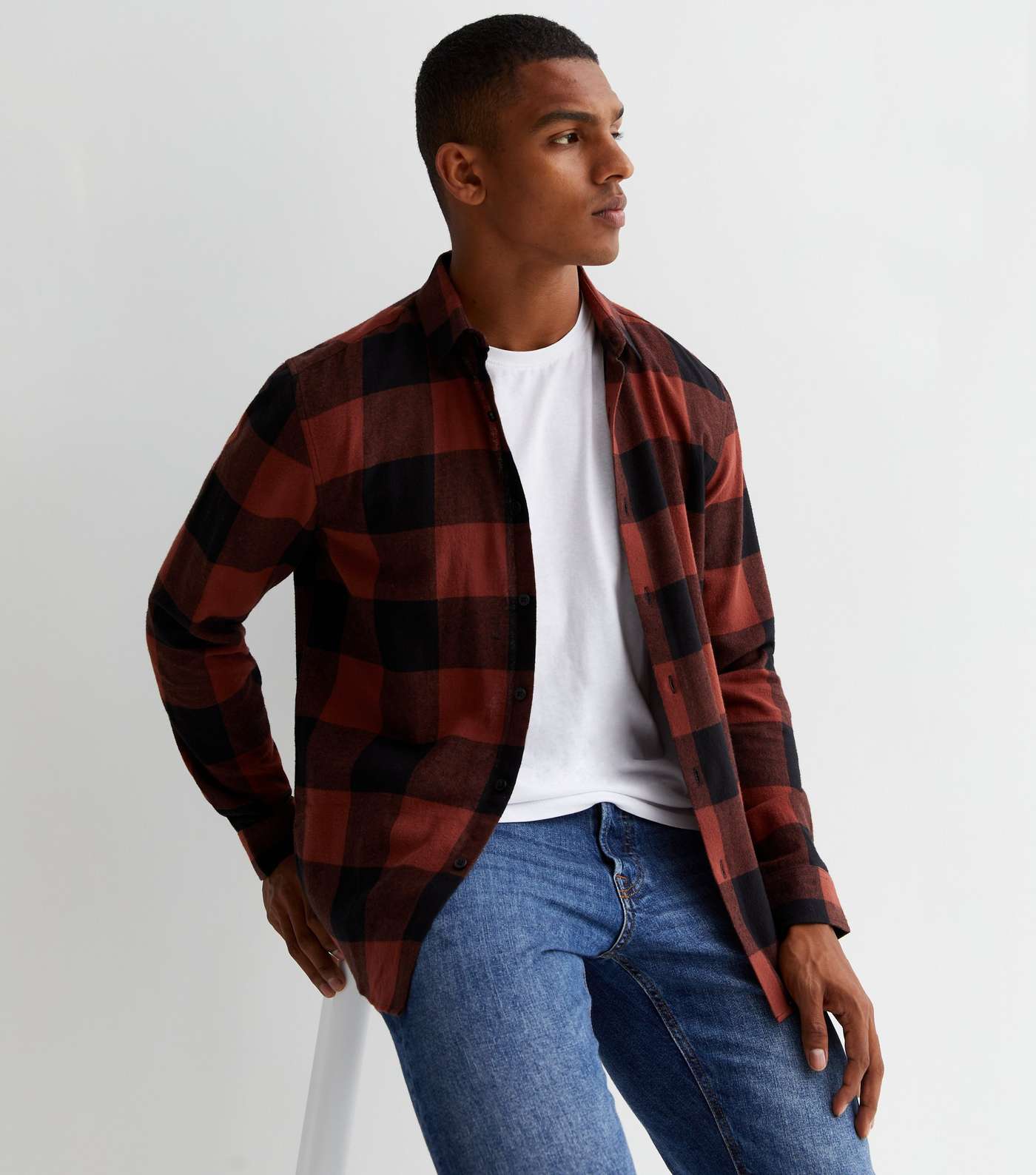 Red Cotton Check Long Sleeve Relaxed Fit Shirt Image 2