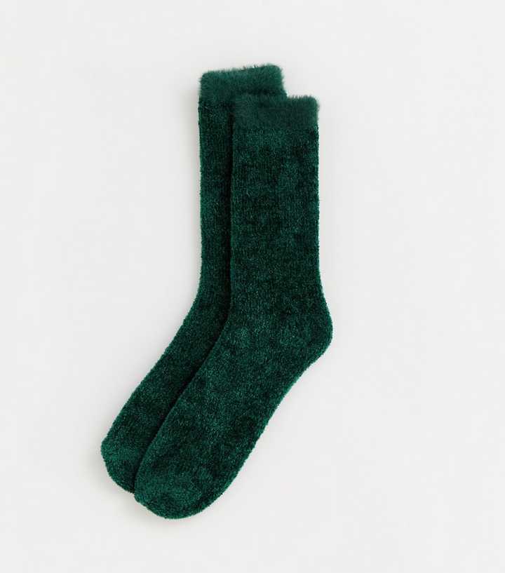 Dark Green Fluffy Socks