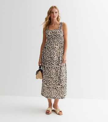 Maternity Black Leopard Print Sleeveless Midi Dress
