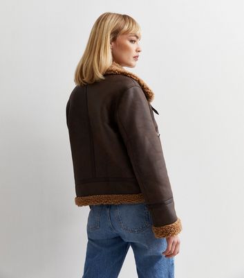 Pink Asos Cropped Aviator Jacket ASOS DESIGN Faux Leather Cropped